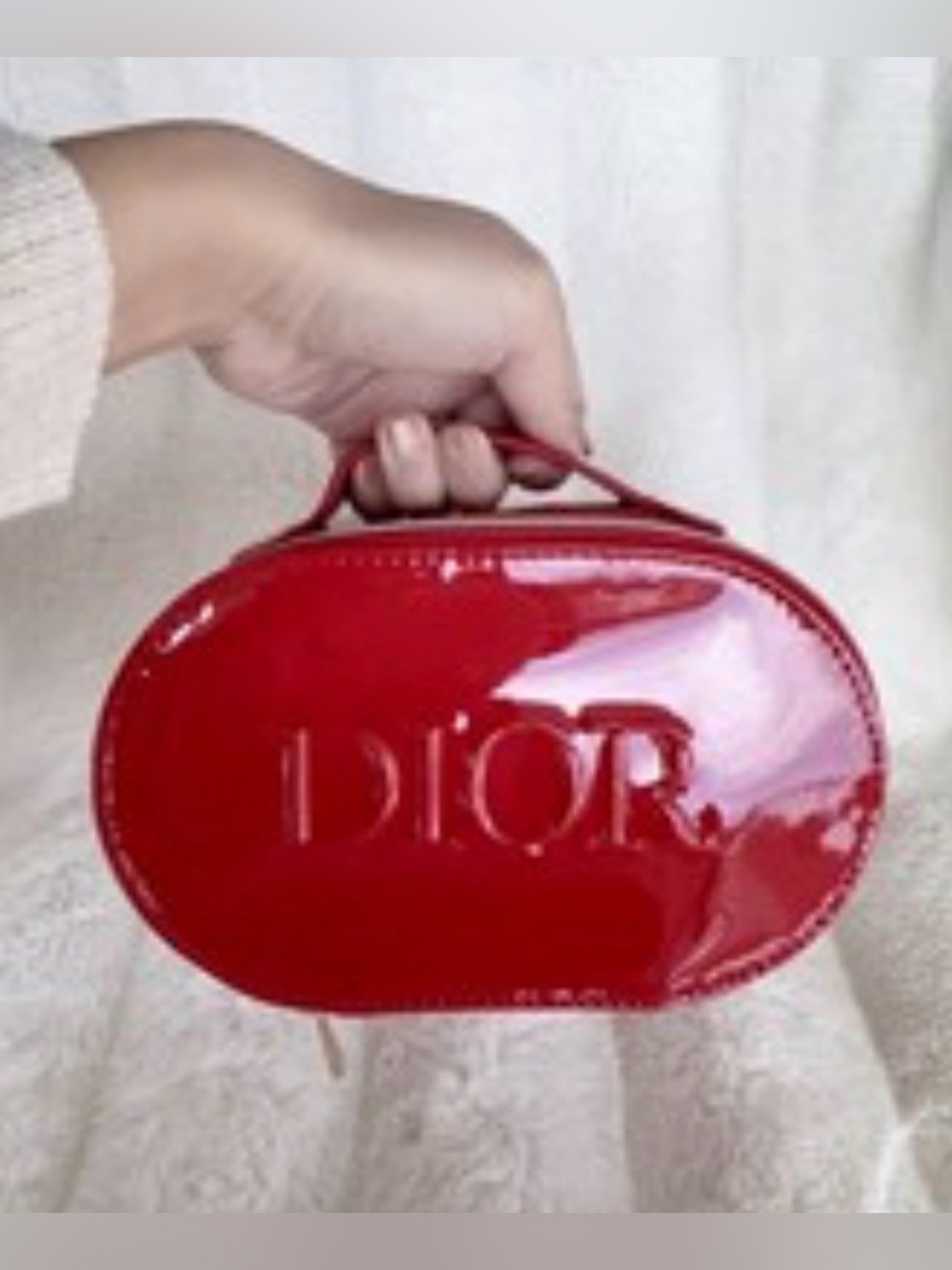Dior Beauty Glossy Red Oval Vanity Case VIP Gift with Purchase BNIB